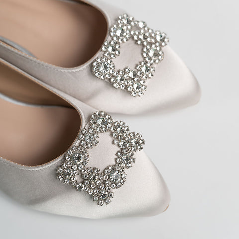 Alyssa Rhinestone Satin Low Heels