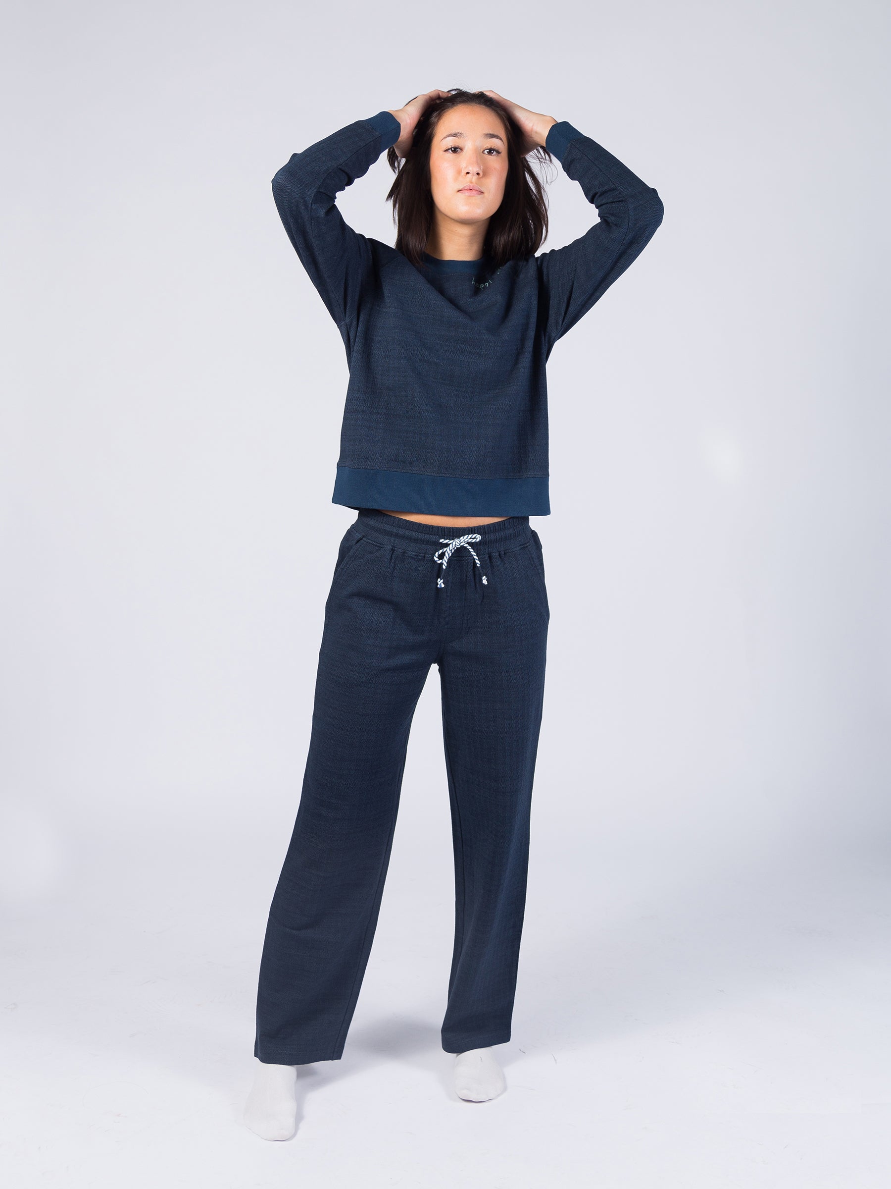 Wide Leg Stretch Pants | Deep Sea