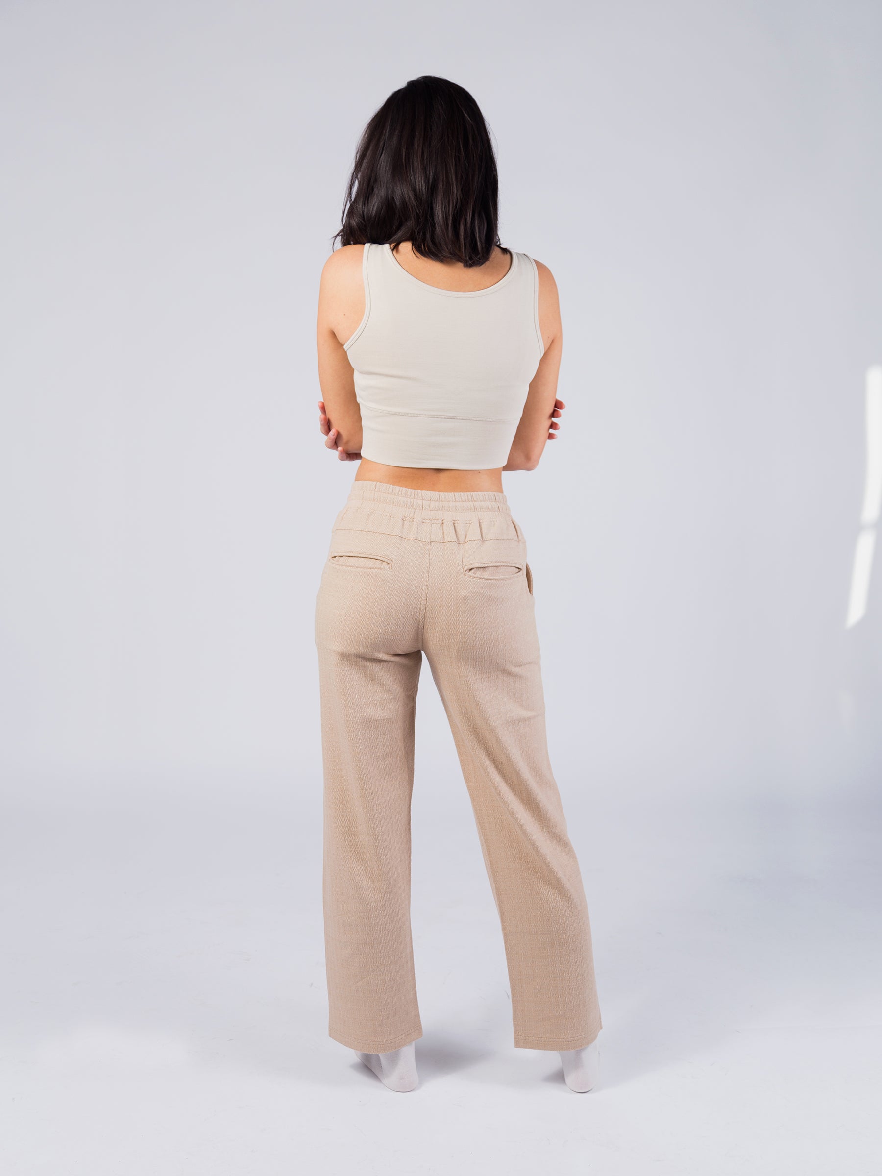 Wide Leg Stretch Pants | Beech Wood