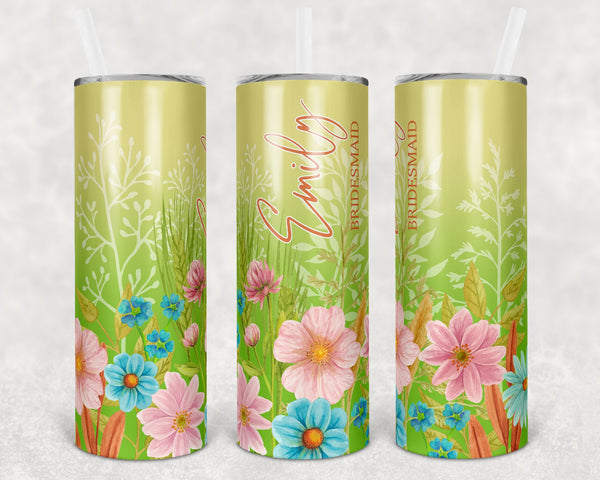 Personalized Tumbler with Straw, Skinny Acrylic Tumbler, Bridesmaid Gift