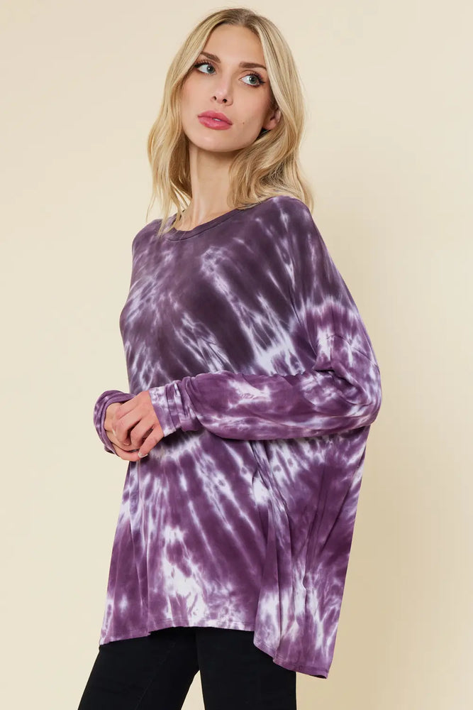 
            
                Load image into Gallery viewer, Pia Long Sleeve Tie Dye Tunic | Purple
            
        