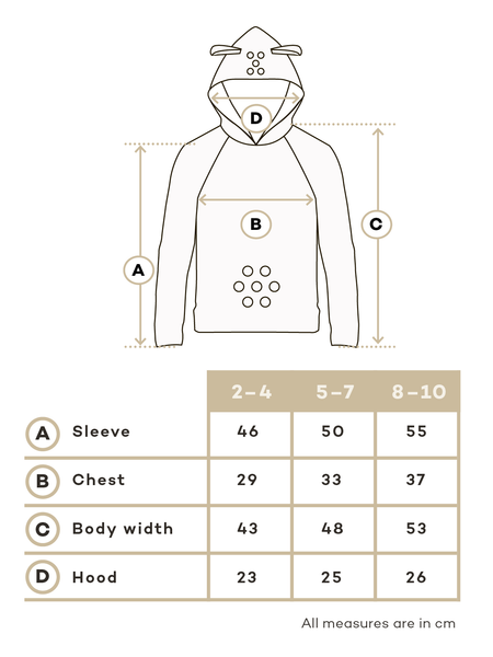Size chart alpaca sweater kids
