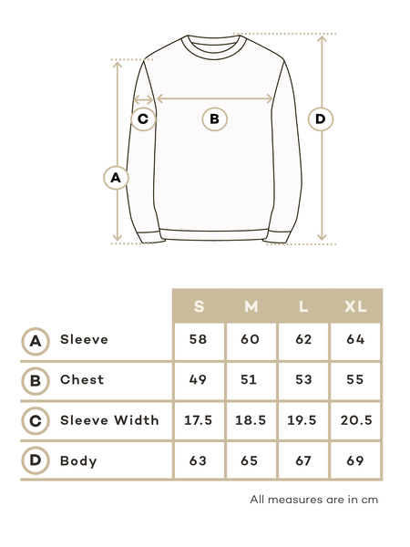 Size chart alpaca sweater men