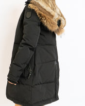 Load image into Gallery viewer, Modern Black Fur &amp; Down Winter Jacket (XS, S)