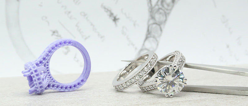 Custom designed rings, mold and sketch of ring