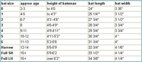 Cricket Bat Size Guide