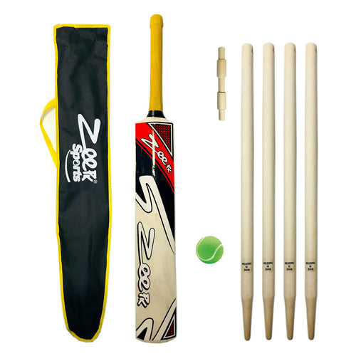 Cricket Kit for Kids - Zeepk Sports - Size 6 AGE 8-12 YEARS BAT + WICKETS+ Traveling kit bag