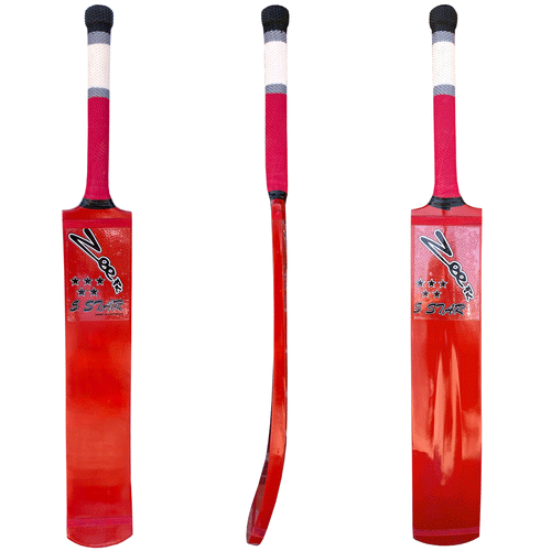Tennis Tape Soft Ball Cricket Bat Adult Size Kashmir Willow Zeepk 5 Star Series Red Skin