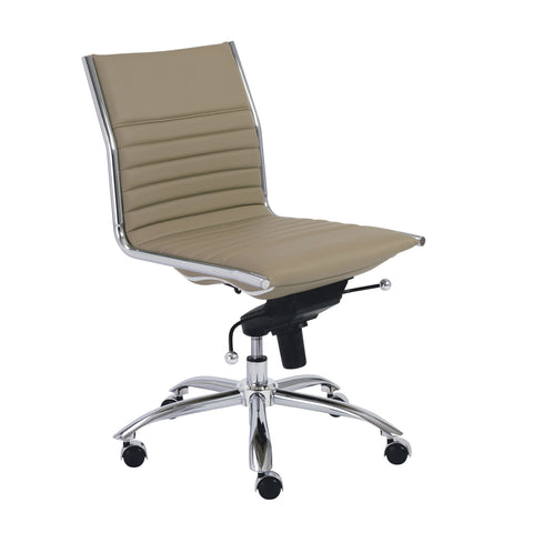 grey leather desk chair with wheels