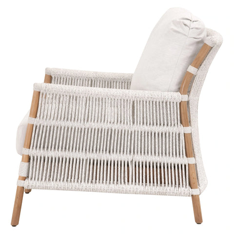 rope and rattan outdoor lounge chair, grey and off white