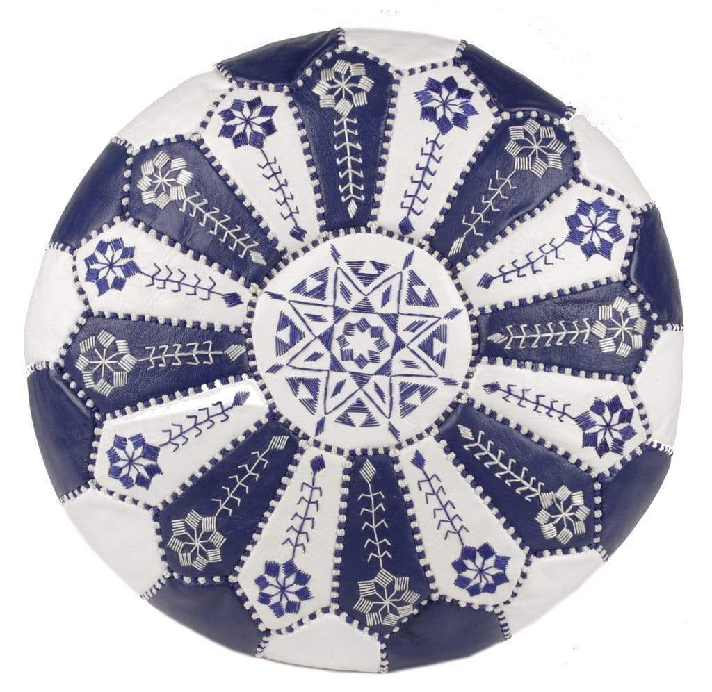 Moroccan Pouf Rental - Royal Blue White Starburst