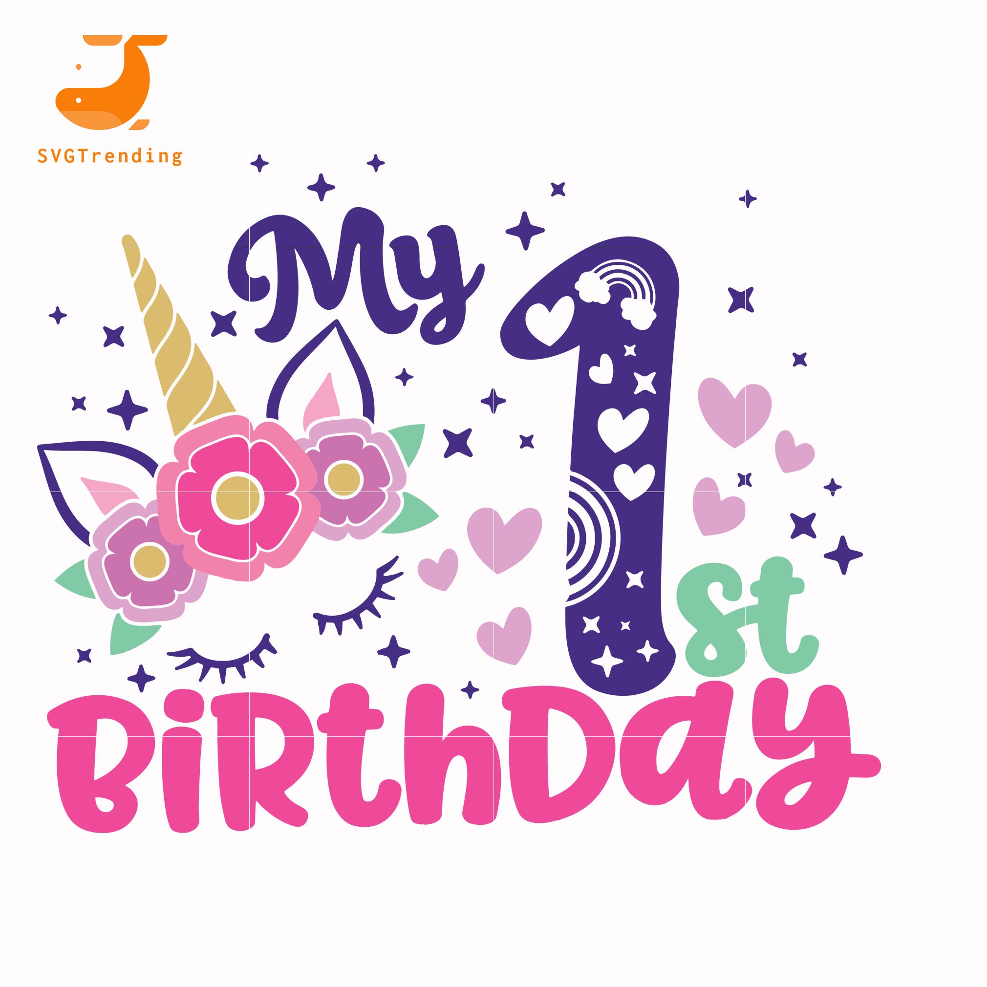 My 1st Birthday Svg Unicorn Svg Easter Svg Bunny Svg Svg Dxf Eps Svgtrending