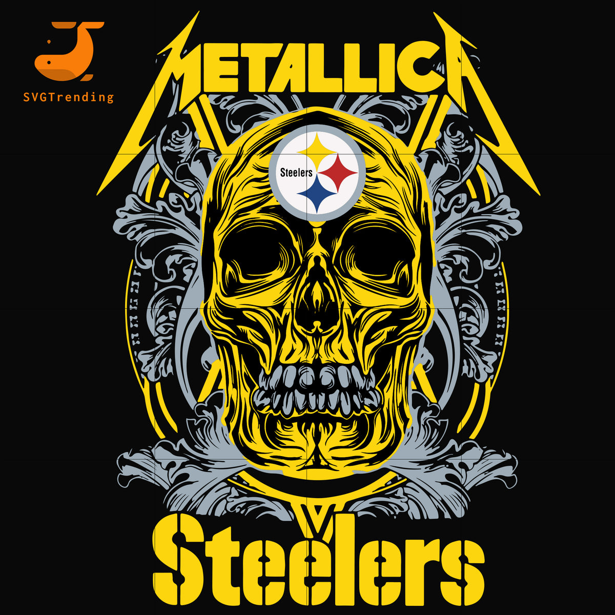 Skull Metallica Pittsburgh Steelers svg, png, dxf, eps digital file NN