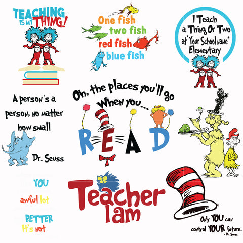Download Dr Seuss Tagged One Fish Two Fish Red Fish Blue Fish Svgtrending