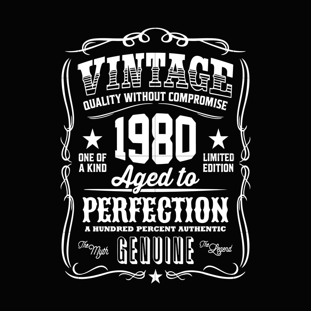 Download Vintage 1980 Aged To Perfection Genuine Svg Dxf Eps Png Digital File Svgtrending