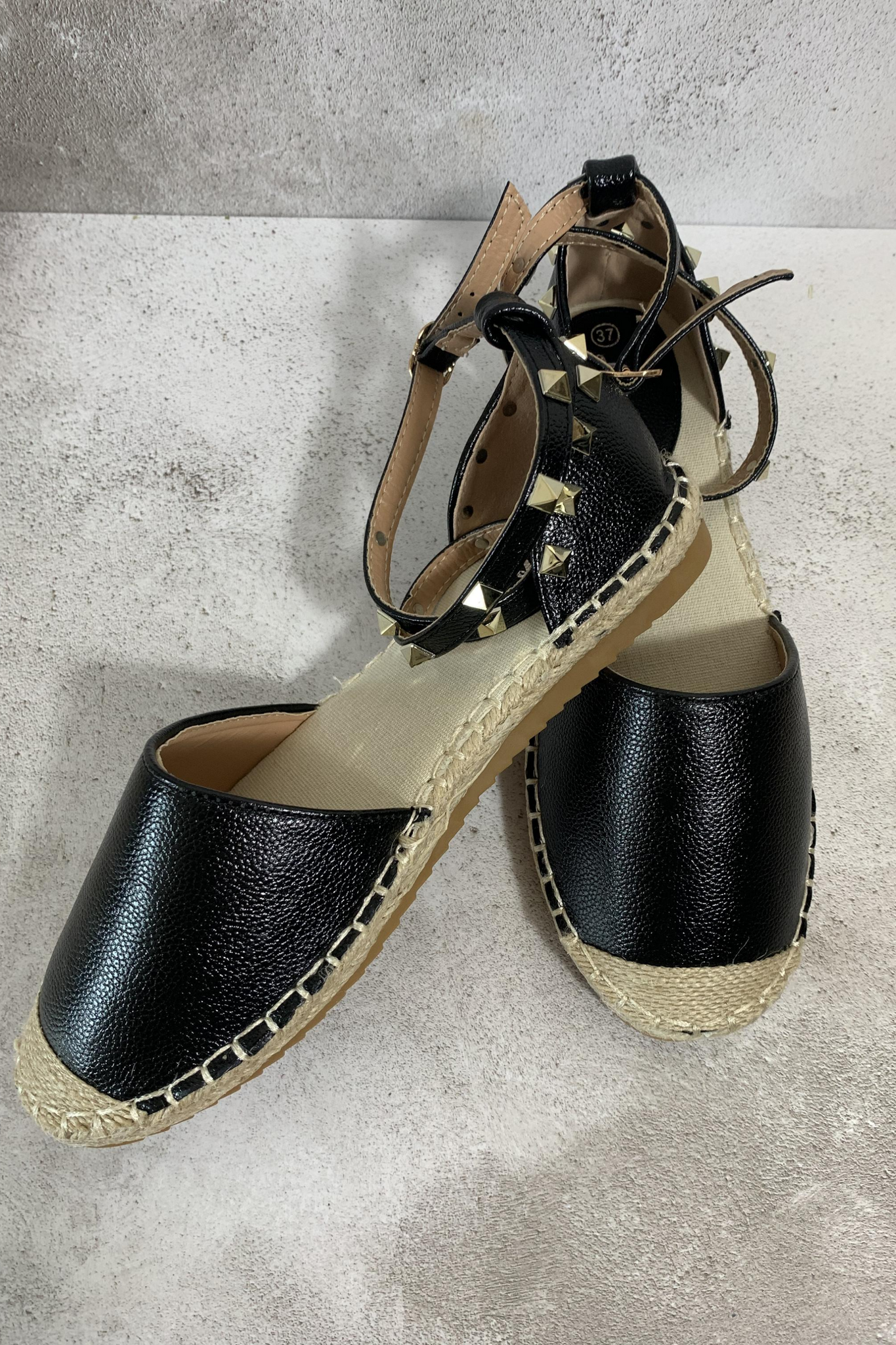 shoes sandals Black studded espadrilles