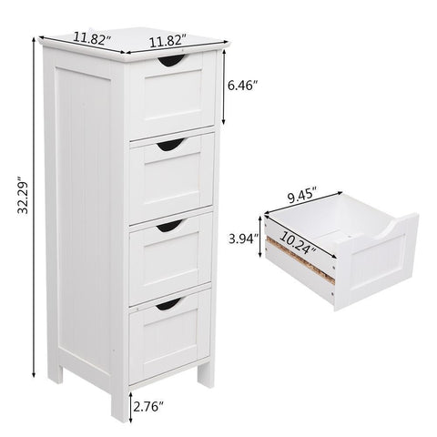 Freestanding Bathroom Storage Cupboard with 4 Drawer Organizer