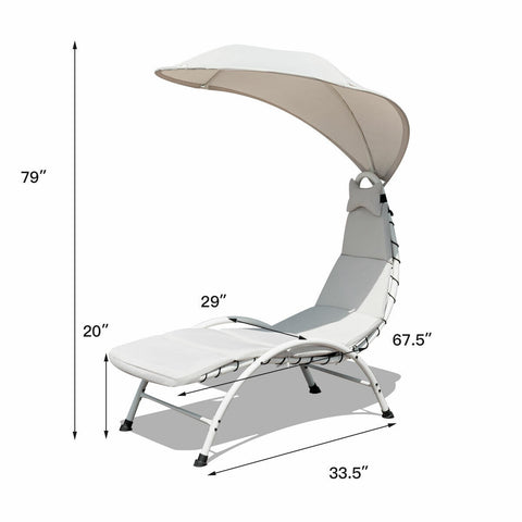 Patio Chaise Lounge Chair With Canopy - Cushioned Outdoor Lounger