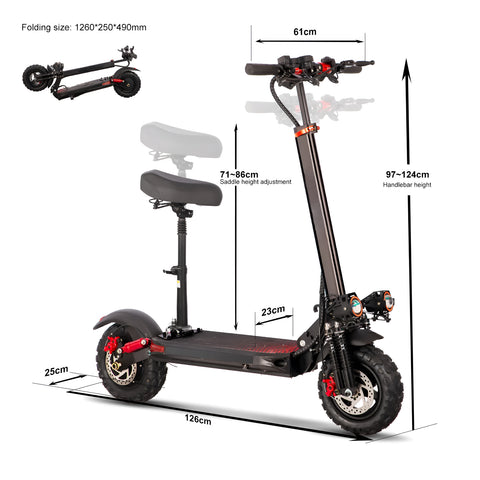 Adult Pro 1200W 15Ah Electric Scooter 32 MPH Max Speed w/ 11" Off-Road Tires & Removable Seat