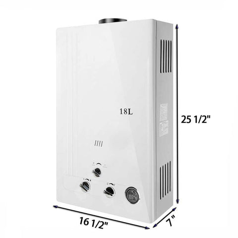 Tankless 18 L 4.8 GPM Propane Gas On-Demand Instant Hot Water Heater w/ Shower Kit - Gadfever