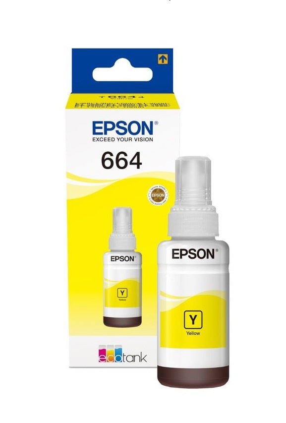Genuine Epson 664, Yellow Ink Bottle Cartridge, T664, T6644, T666440, C13T664440