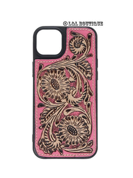 Eagles Pink Tooled Leather iPhone 15 Plus Case