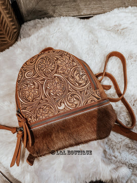 Trinity Cowhides Tooled Leather Backpack