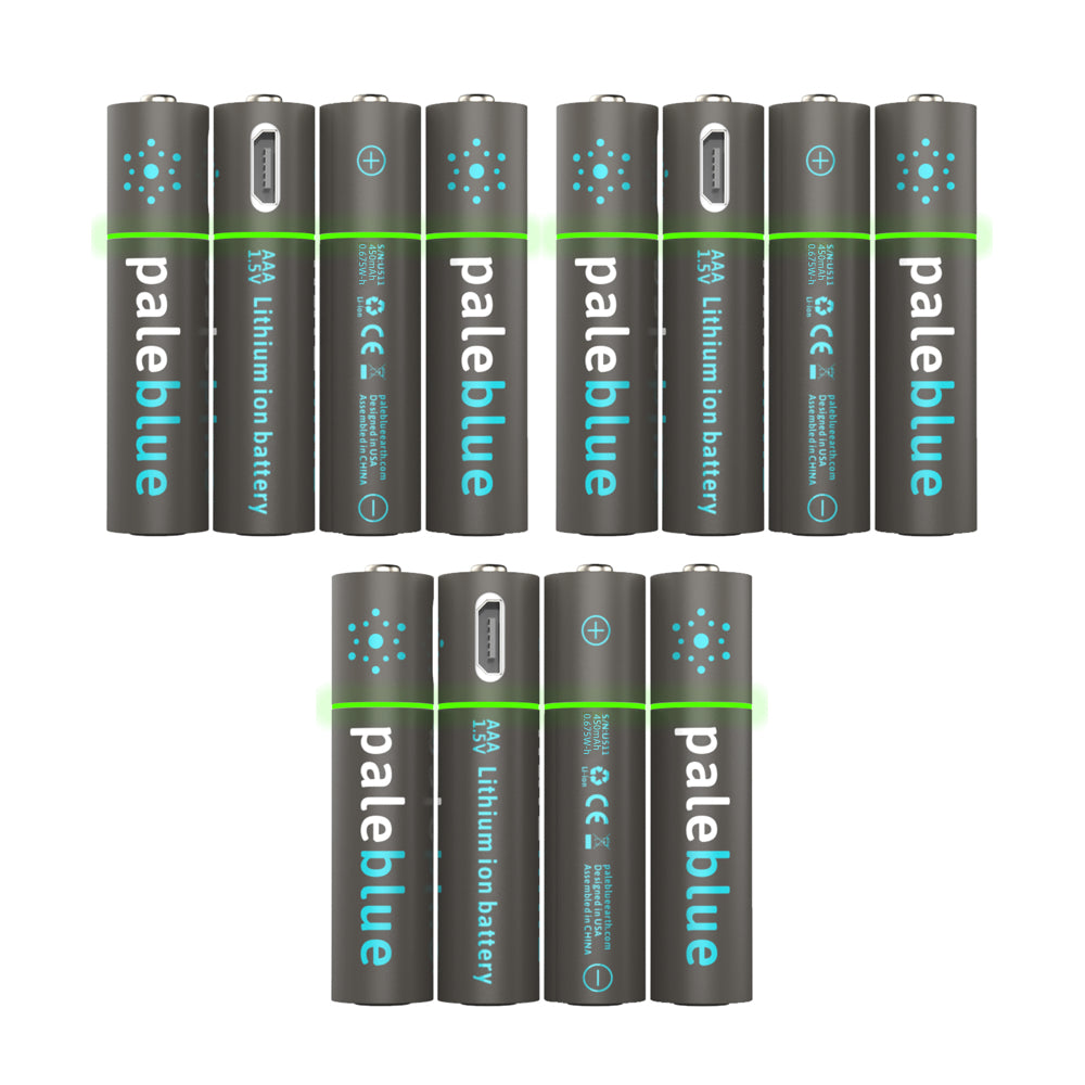 AAA USB Rechargeable Lithium Batteries Pale Blue
