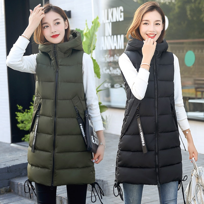 women's winter vest with hood