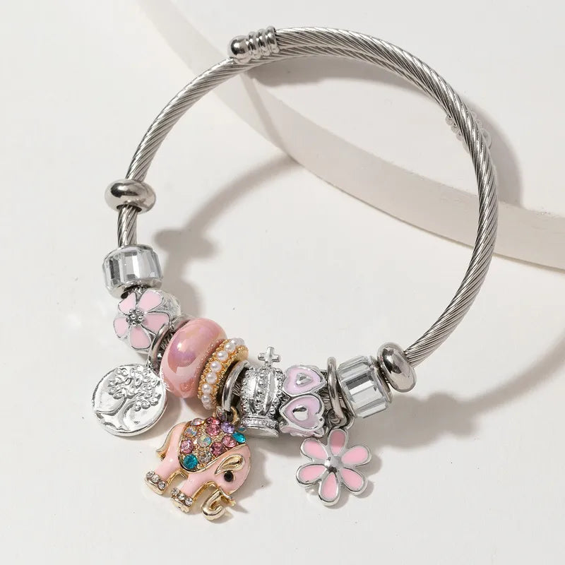 My Elephant Life Bracelet - Silver/Pink