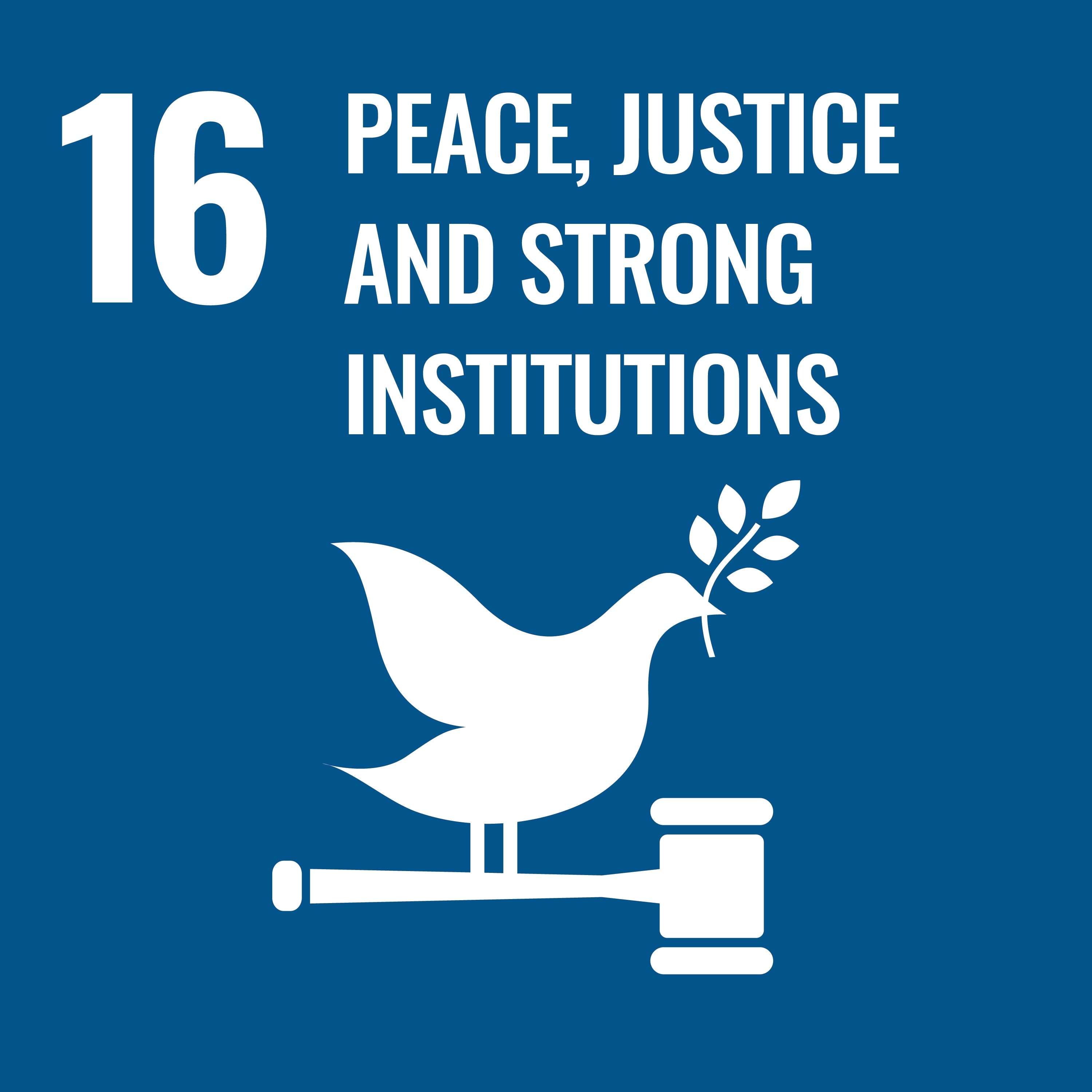 UN Sustainable Development Goals 16 - Peace, Justice, and Strong Institutions