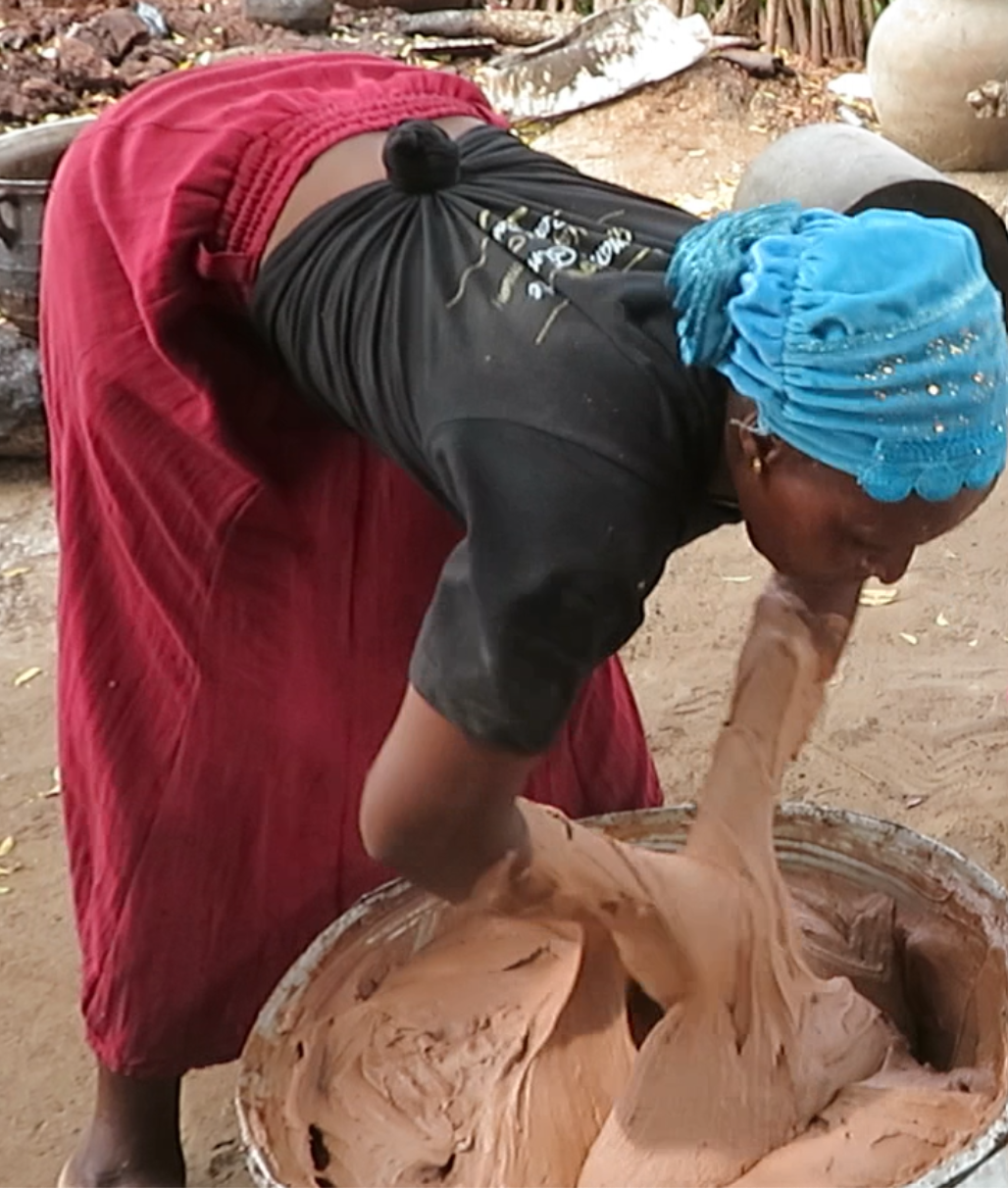 Woman kneading water