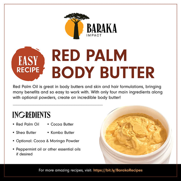 baraka red palm body butter recipe card