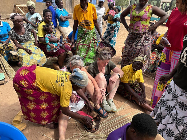 Weaving bolga baskets