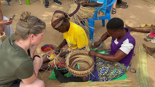 Weaving bolga baskets