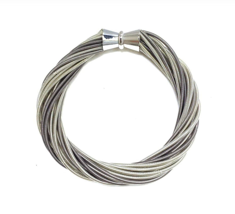 Sea Lily Bracelets Silver & Slate Twist Piano Wire Bracelet