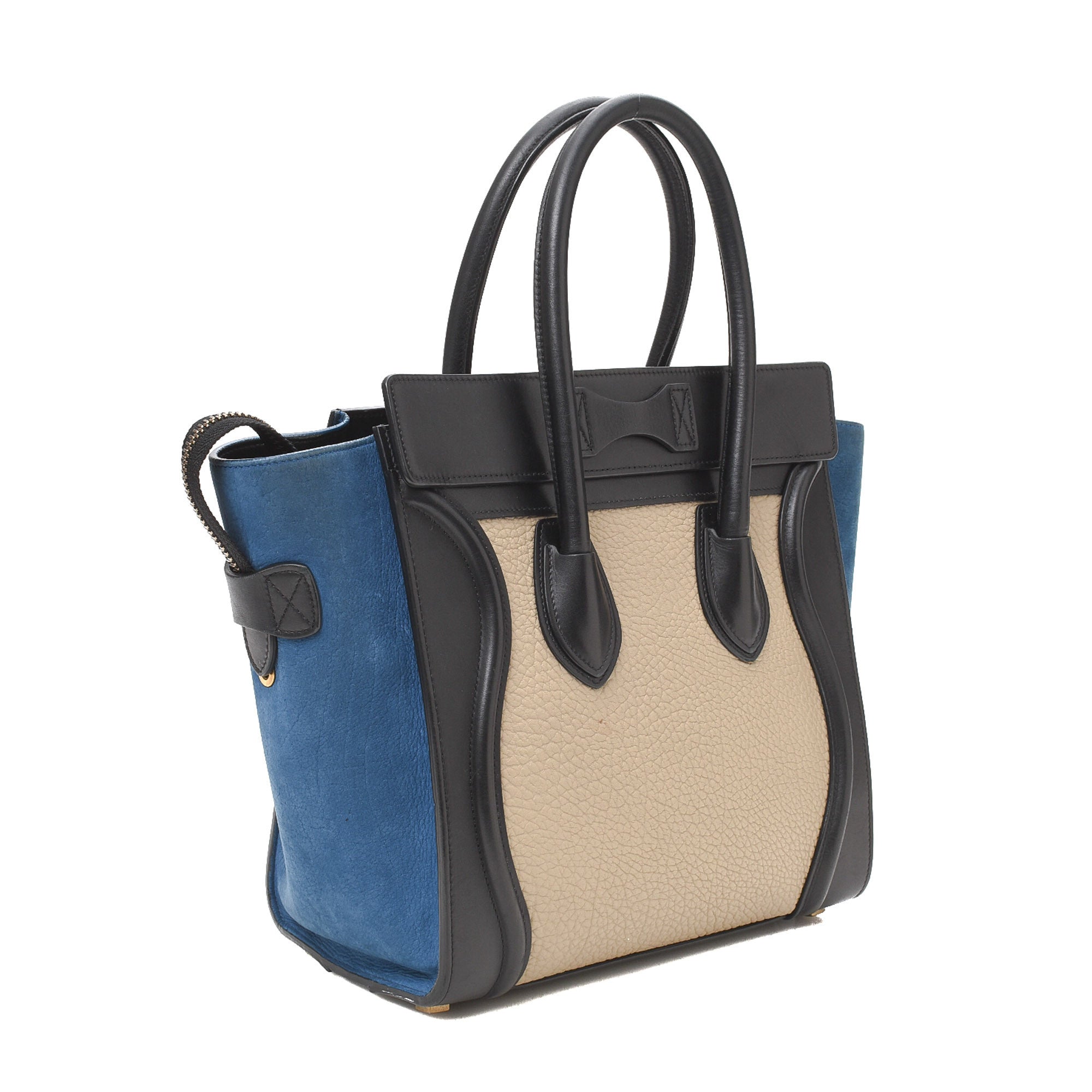 Celine, Bags, Authentic Celine Navy Blue Mini Luggage Tote Bag