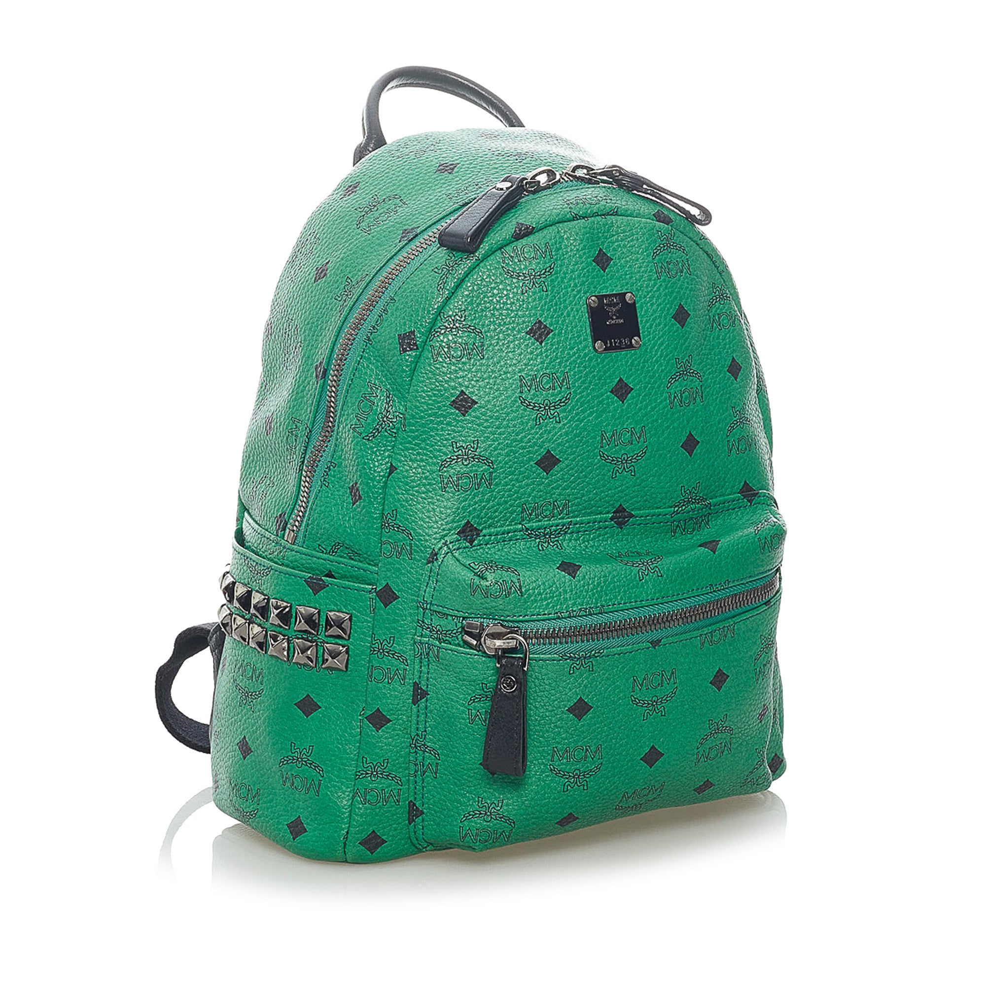 MCM Green Visetos Paradiso Leather Backpack Multiple colors Pony