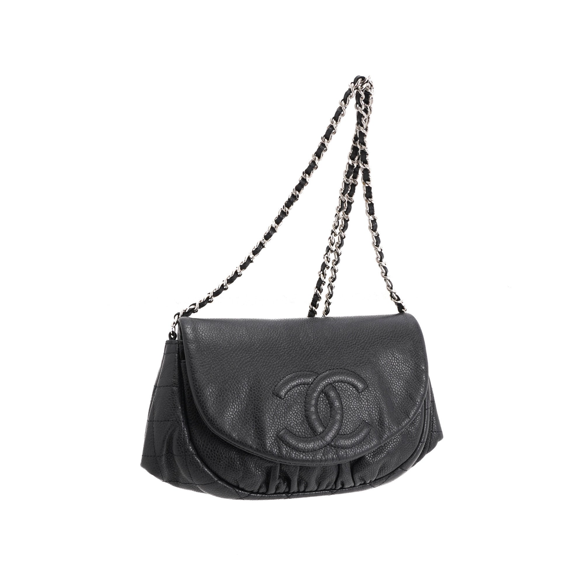 Flap Pouch Caviar Crossbody Bag, Used & Preloved Chanel Crossbody Bag, LXR USA, Black