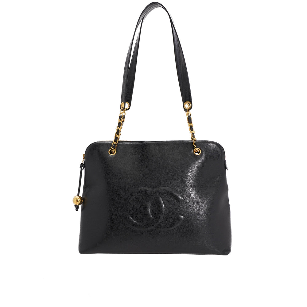 Chanel White Calfskin Leather Rhodoid Modern Chain Tote Bag