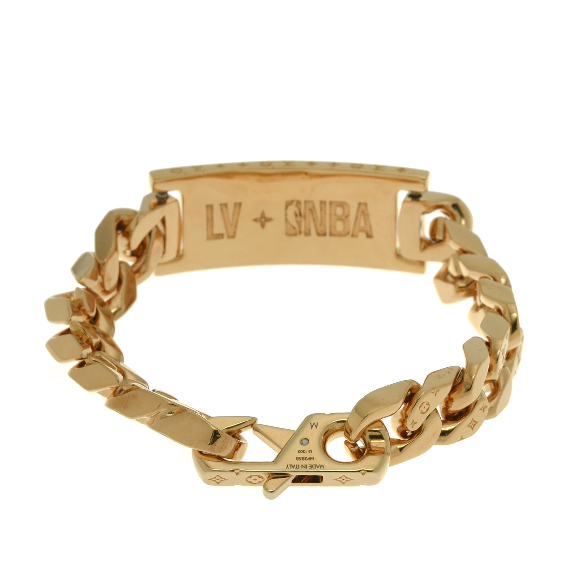 Louis Vuitton x NBA Logo Plate Chain Bracelet Monogram Metal Gold 210000107