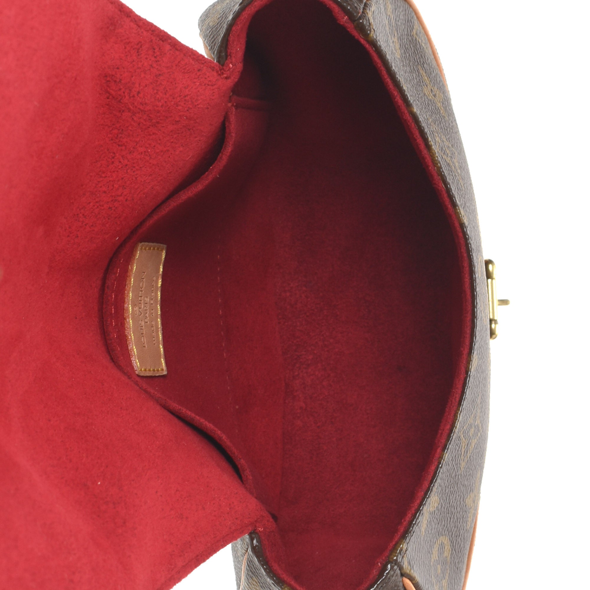 Louis Vuitton Tambourin Monogram Red Lining in Coated Canvas
