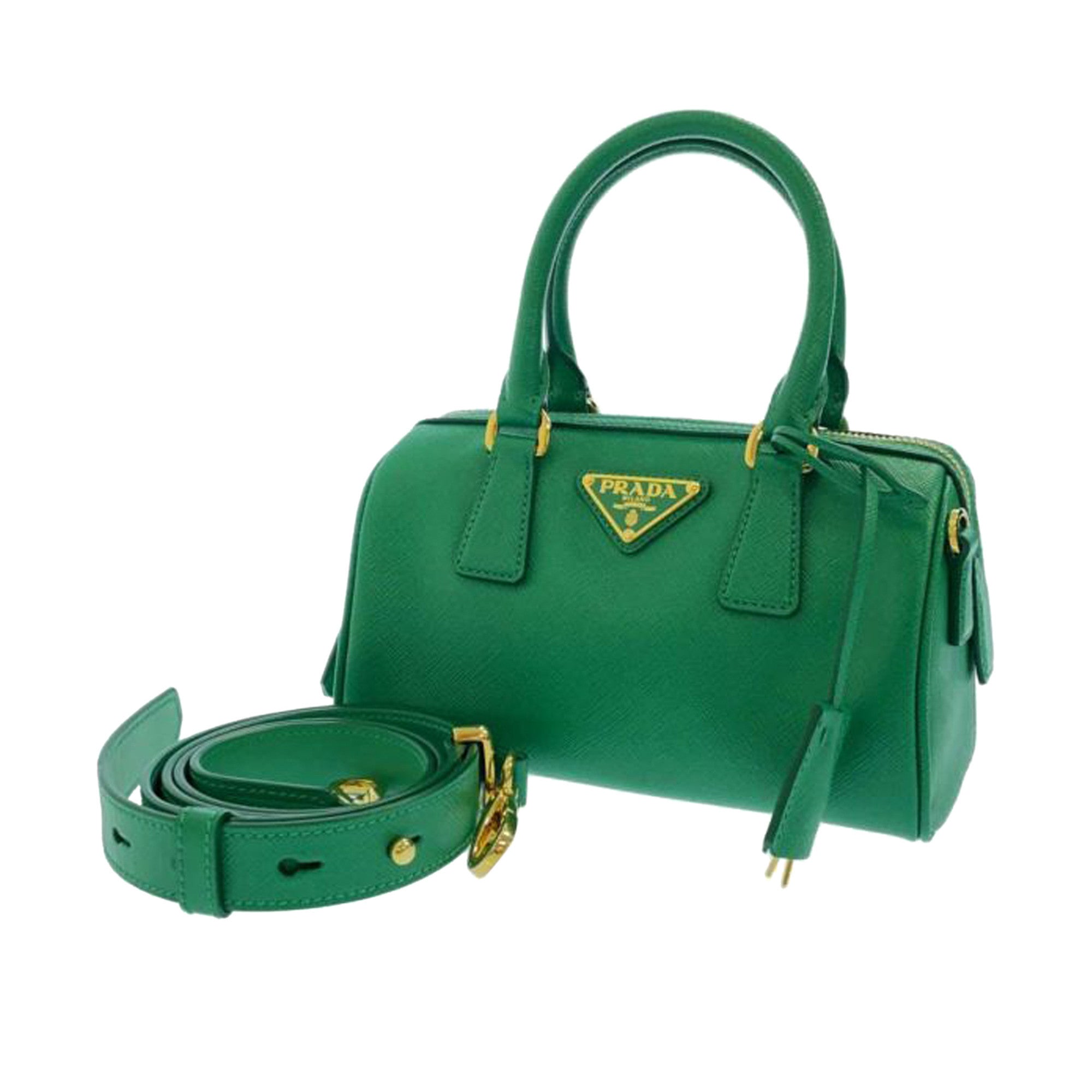 Auth PRADA - Black Blue Green Saffiano Leather Clutch Bag