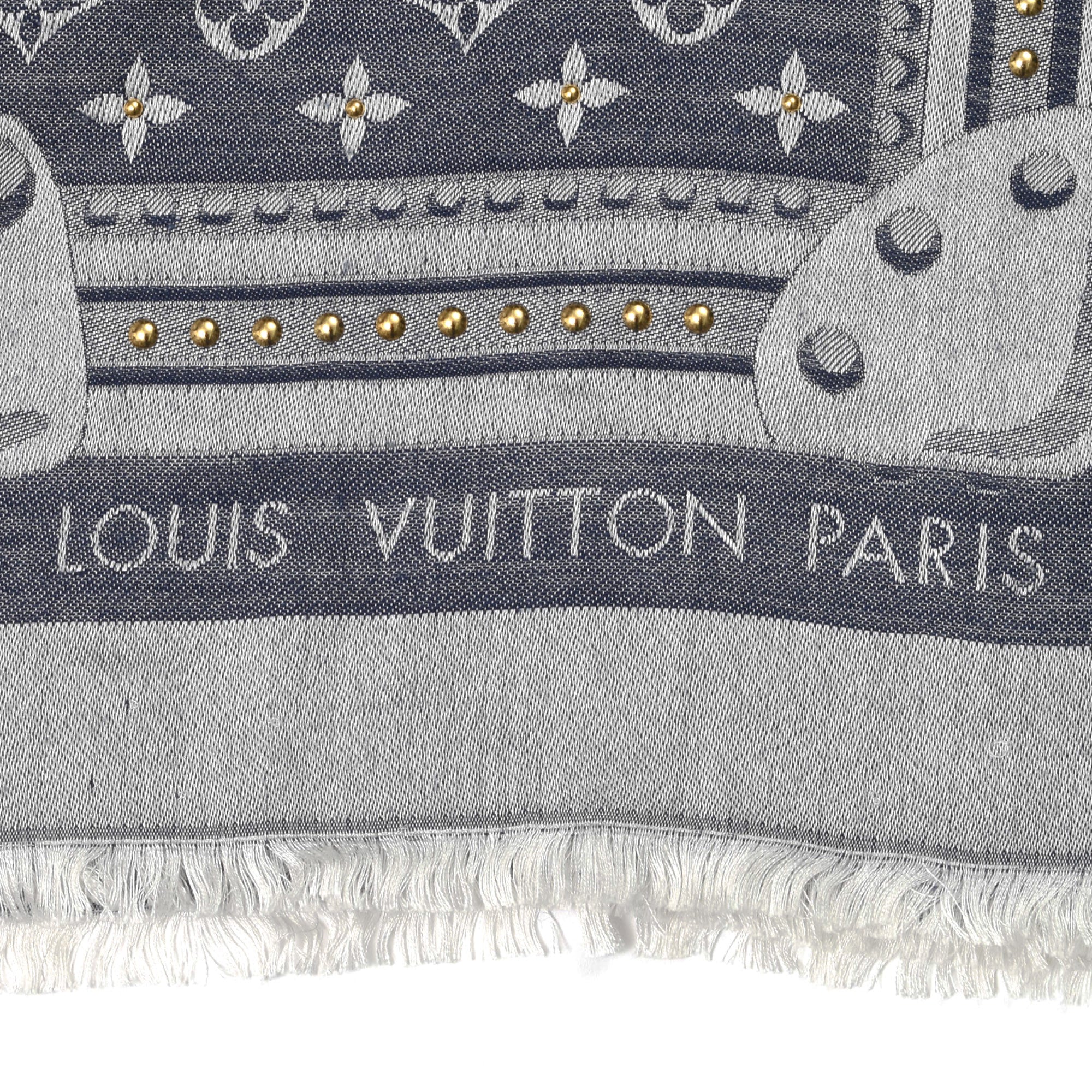 Replica Louis Vuitton Studdy Denim Monogram Shawl 140 M73699 Fake Wholesale