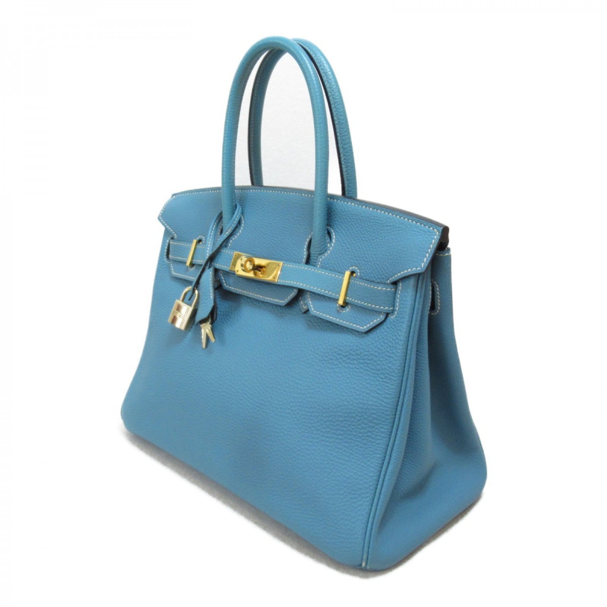 HERMES BIRKIN 30 Togo leather Blue jean □L Engraving Hand bag