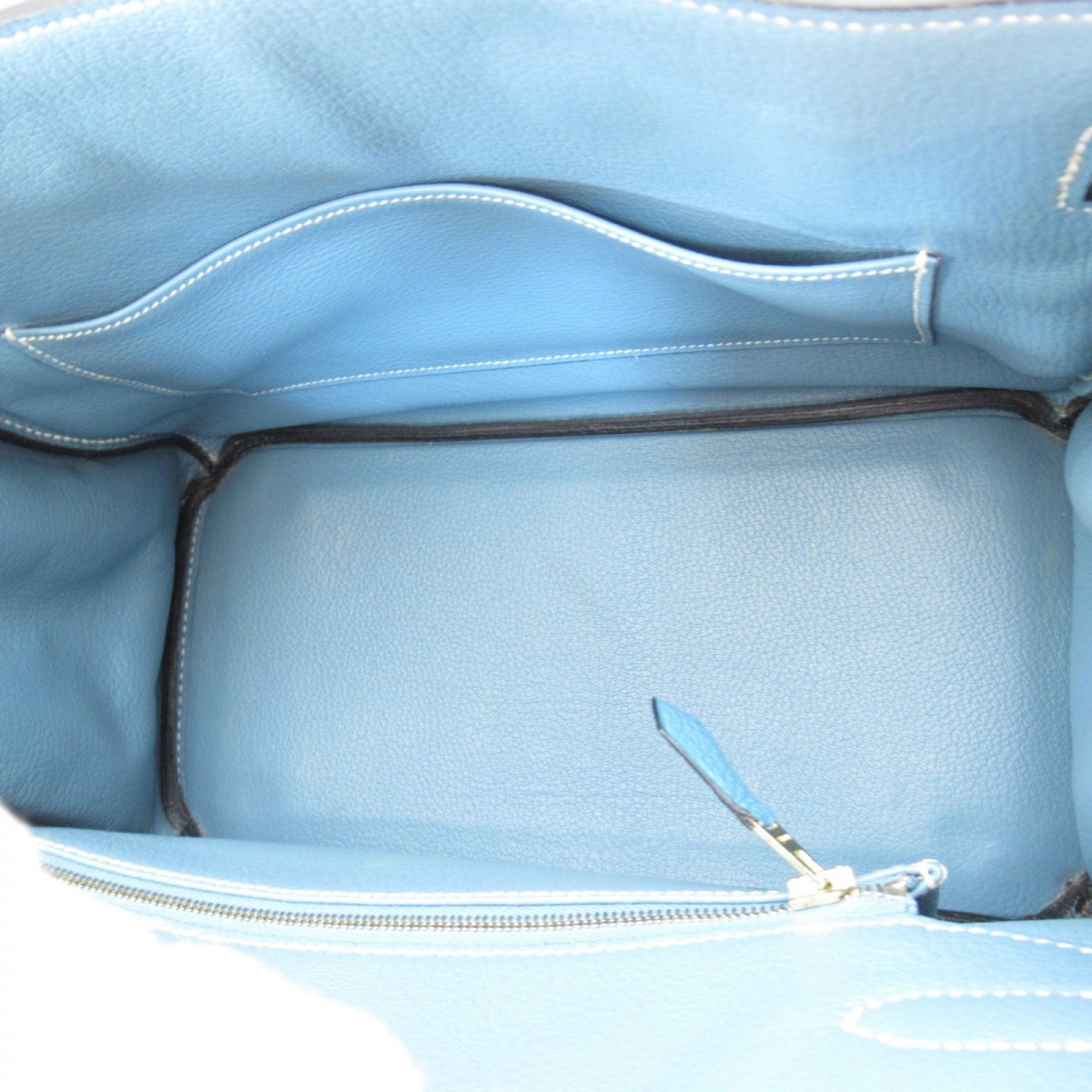 Birkin 30 Togo Blue Jean GHW, Used & Preloved Hermes Handbag, LXR USA, Blue