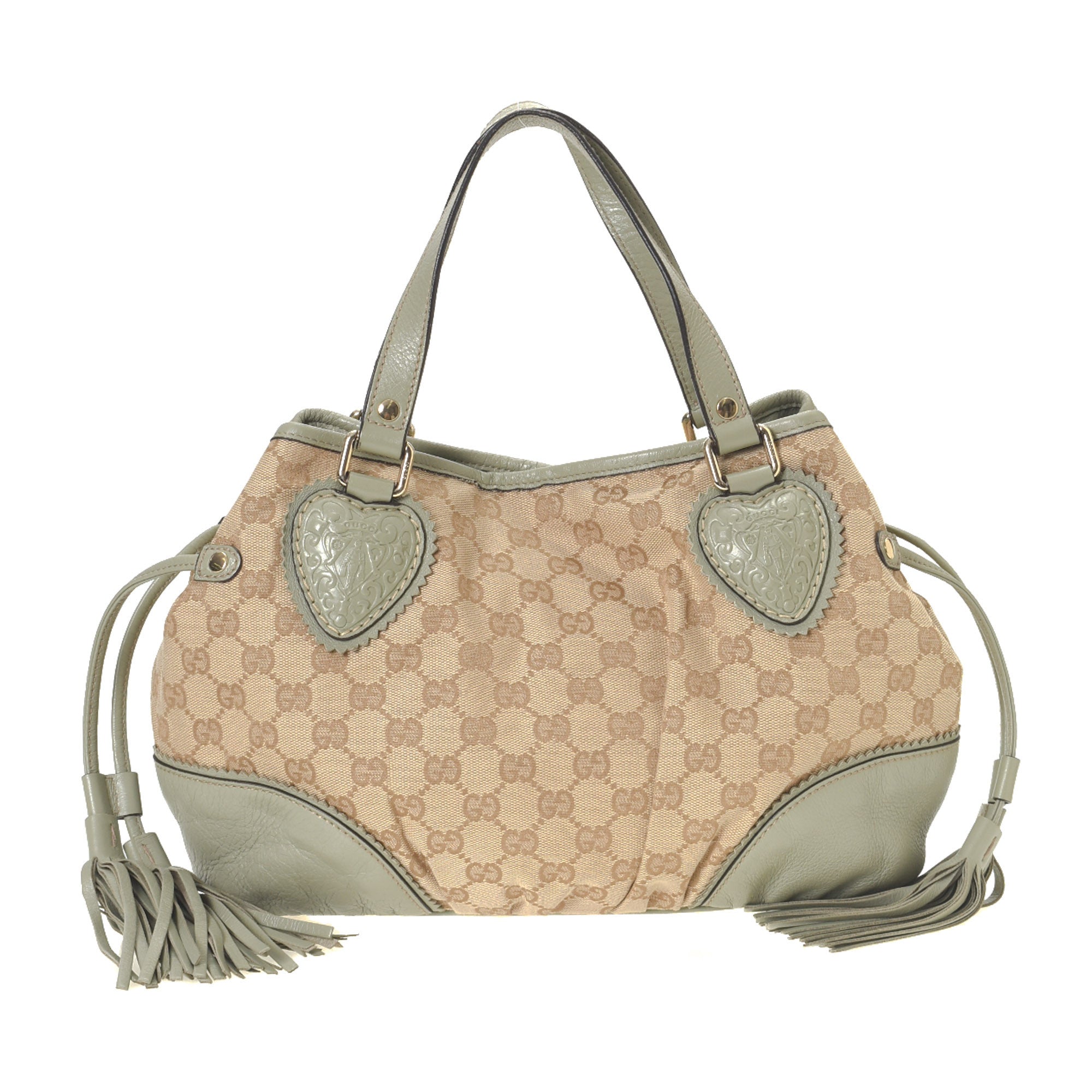 Authentic Gucci Beige Guccissima Leather Babouska Heart Tote Bag