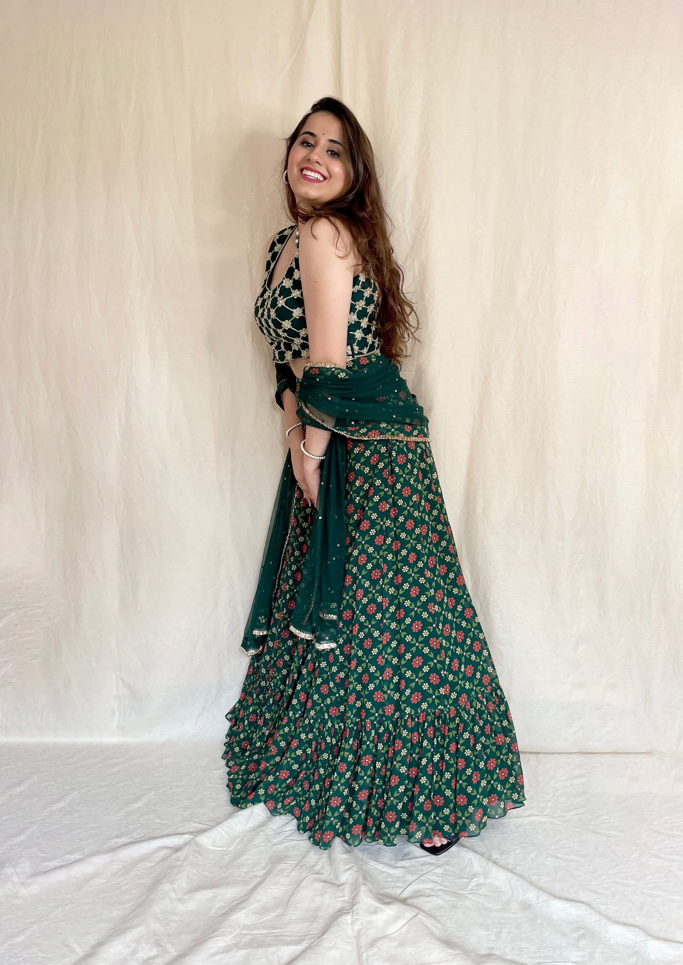 Buy Online Pista Green Sequenced Bridal Lehenga Choli-lovelyweddingmall.com