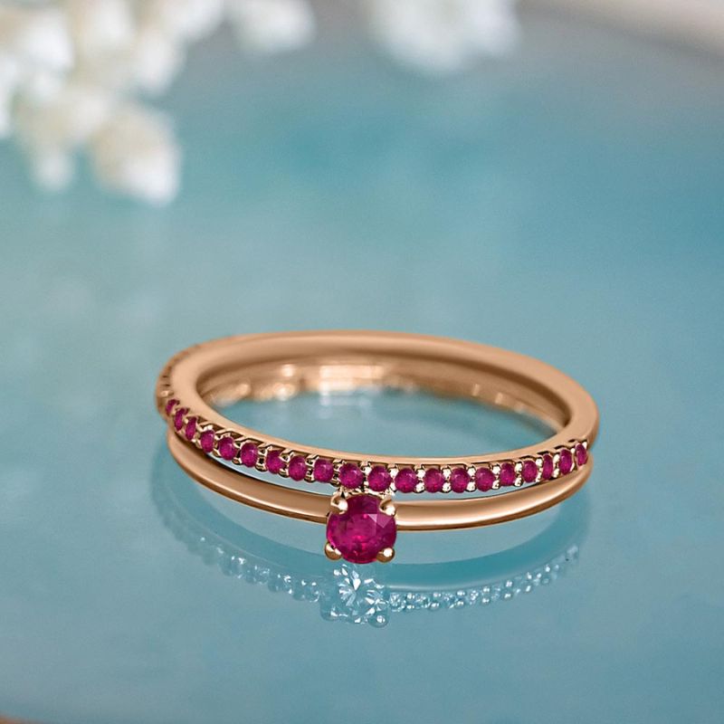 Bague Or Rose Rubis Saral Shadi