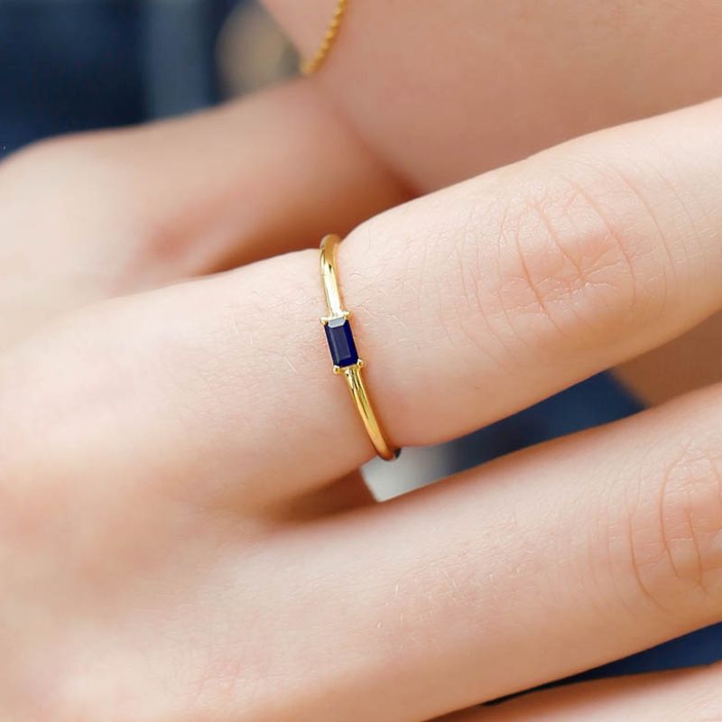 Baguette sapphire engagement ring